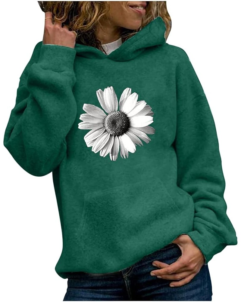 Women Daisy Sunflower Hoodie Graphic Long Sleeve Pullover Hooded Cute Trendy Hoodies Tops Teen Girls Fashion Tops Green 2 $5....