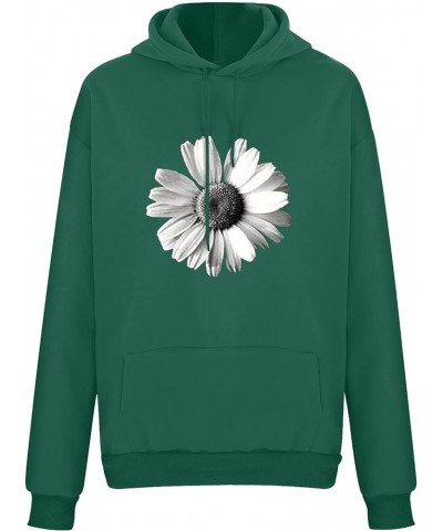 Women Daisy Sunflower Hoodie Graphic Long Sleeve Pullover Hooded Cute Trendy Hoodies Tops Teen Girls Fashion Tops Green 2 $5....