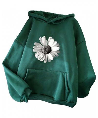 Women Daisy Sunflower Hoodie Graphic Long Sleeve Pullover Hooded Cute Trendy Hoodies Tops Teen Girls Fashion Tops Green 2 $5....