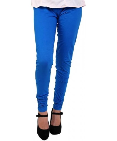 Women's Cotton Lycra Free Size Indian Chudidar Legging Royal Blue $7.69 Leggings