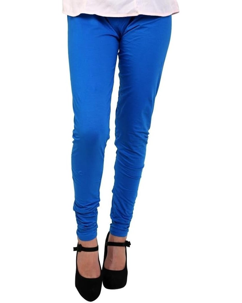 Women's Cotton Lycra Free Size Indian Chudidar Legging Royal Blue $7.69 Leggings