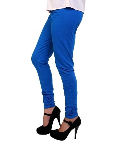 Women's Cotton Lycra Free Size Indian Chudidar Legging Royal Blue $7.69 Leggings