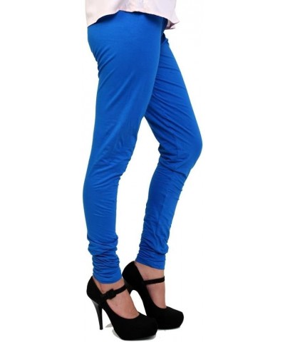 Women's Cotton Lycra Free Size Indian Chudidar Legging Royal Blue $7.69 Leggings