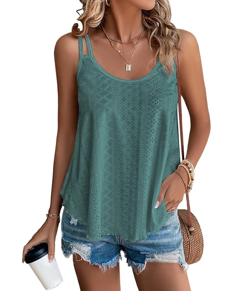 Womens Summer Tops 2024 Trendy Tank Top for Women Sexy Corset Sleeveless Shirt Casual Crop Halter Cyan $9.27 Tanks