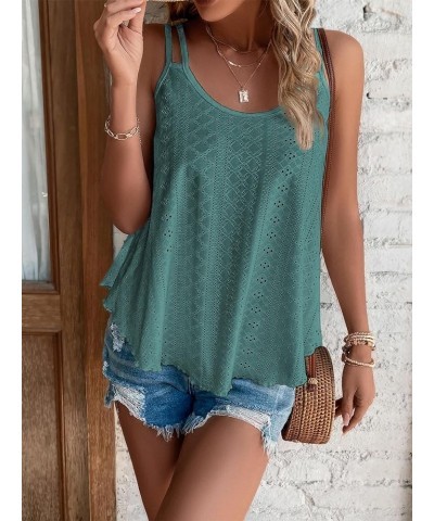 Womens Summer Tops 2024 Trendy Tank Top for Women Sexy Corset Sleeveless Shirt Casual Crop Halter Cyan $9.27 Tanks