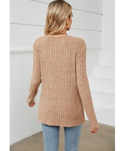 Womens Long Sleeve Shirts V Neck Lightweight Fall Sweaters Trendy Casual Tunic Tops Camel $8.90 Tops