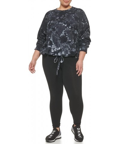 Women's Hem Crew Neck Tie Dye Top Black $7.83 Activewear