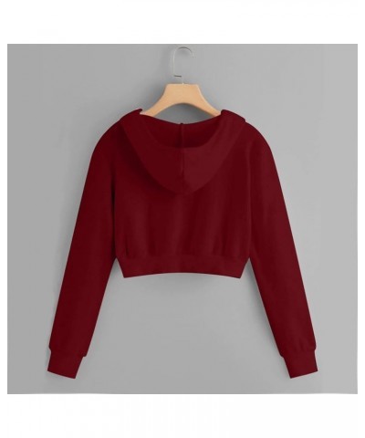 Zip Up Hoodies for Women Cropped Long Sleeve Sweatshirts Jackets Trendy Y2k Crop Tops Teen Girls Clothes 2023 J05-wine $7.79 ...