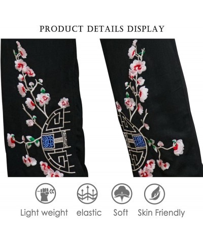 Women's Pants Casual,Floral Embroidered Wide Leg Pants for Women,High Waisted Pants for Women Long Loose Pants. 689-black $20...