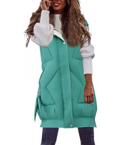 Women's Long Puffer Vest Plus Size Zipper Quilted Down Vest Lightweight Sleeveless Winter Coats Hooded Warm Outerwear Long Do...