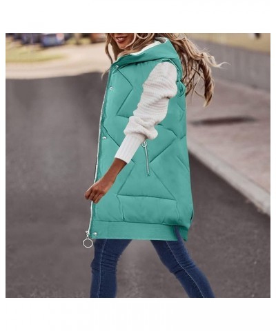 Women's Long Puffer Vest Plus Size Zipper Quilted Down Vest Lightweight Sleeveless Winter Coats Hooded Warm Outerwear Long Do...