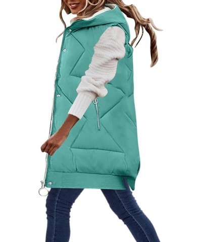 Women's Long Puffer Vest Plus Size Zipper Quilted Down Vest Lightweight Sleeveless Winter Coats Hooded Warm Outerwear Long Do...