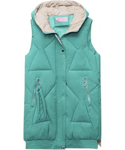 Women's Long Puffer Vest Plus Size Zipper Quilted Down Vest Lightweight Sleeveless Winter Coats Hooded Warm Outerwear Long Do...