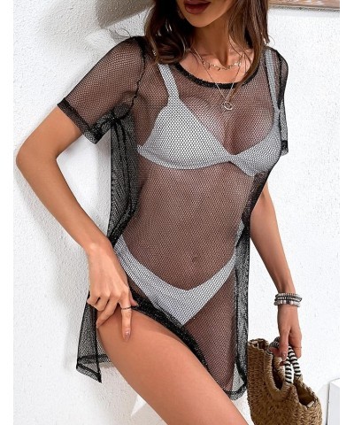 Women's Swim Cover Up Summer Side Split Hem Swimsuit Beach Cover Ups, S-XL 02-black $13.72 Swimsuits