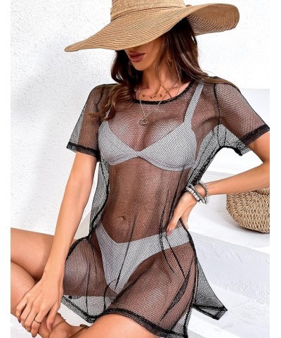 Women's Swim Cover Up Summer Side Split Hem Swimsuit Beach Cover Ups, S-XL 02-black $13.72 Swimsuits