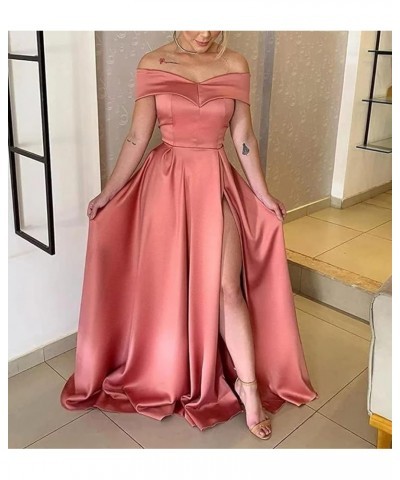 Women's Prom Dress Long Off The Shoulder Evening Dress A Line Military Ball Gown with Pockets Slit Party Dresses Fuchsia $51....