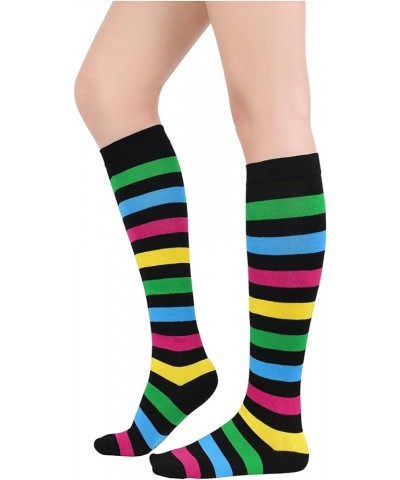 Women's Knee High Socks Athletic Thin Stripes Tube Socks High Stockings Outdoor Sport Socks 1 Pack Colorful Stripes $7.97 Act...