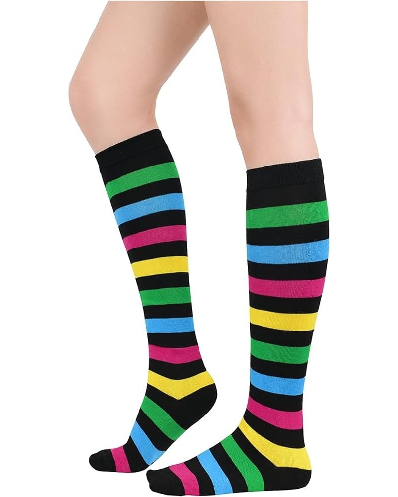 Women's Knee High Socks Athletic Thin Stripes Tube Socks High Stockings Outdoor Sport Socks 1 Pack Colorful Stripes $7.97 Act...