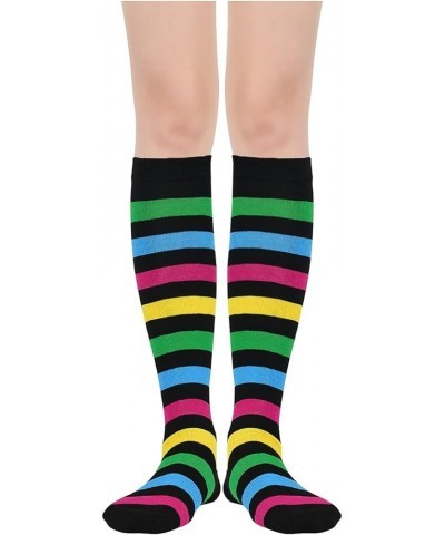 Women's Knee High Socks Athletic Thin Stripes Tube Socks High Stockings Outdoor Sport Socks 1 Pack Colorful Stripes $7.97 Act...