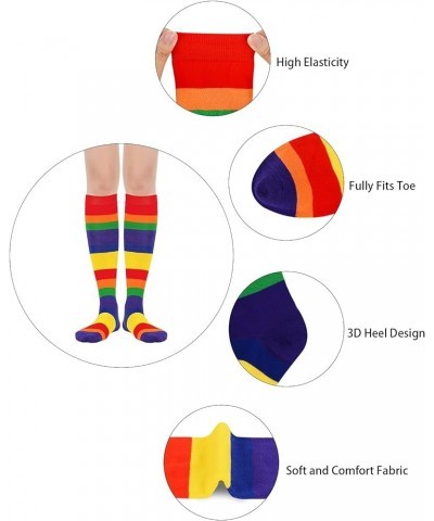 Women's Knee High Socks Athletic Thin Stripes Tube Socks High Stockings Outdoor Sport Socks 1 Pack Colorful Stripes $7.97 Act...