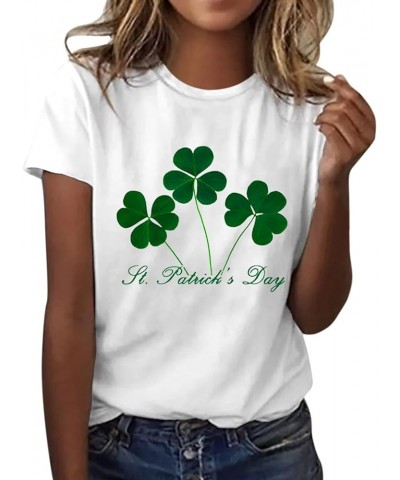 Women's T Shirts Short Sleeve Tees Sunflower Graphic Loose Summer Tops St Patricks Day Shirts for Women B6-white $18.87 Activ...