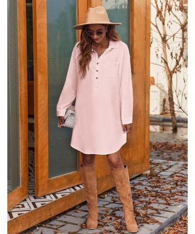 Women Summer Dress Cotton Linen Shirt Dress Button Down Tunic Dress Beach Cover Up Dress Pink $18.32 Swimsuits