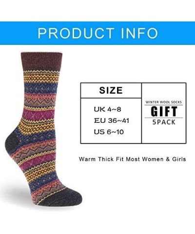 5 Pairs Womens Wool Socks Vintage Soft Cabin Warm Socks Thick Knit Cozy Winter Socks for Women Gifts Classic Strip 01(5 Pairs...