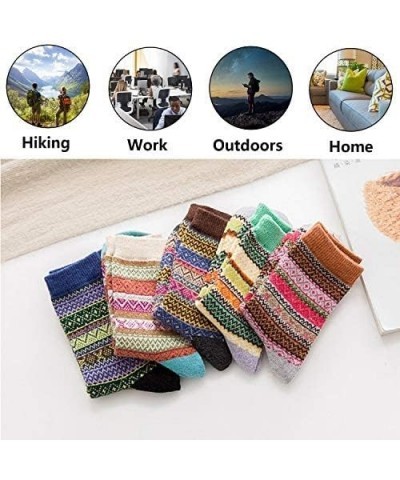 5 Pairs Womens Wool Socks Vintage Soft Cabin Warm Socks Thick Knit Cozy Winter Socks for Women Gifts Classic Strip 01(5 Pairs...