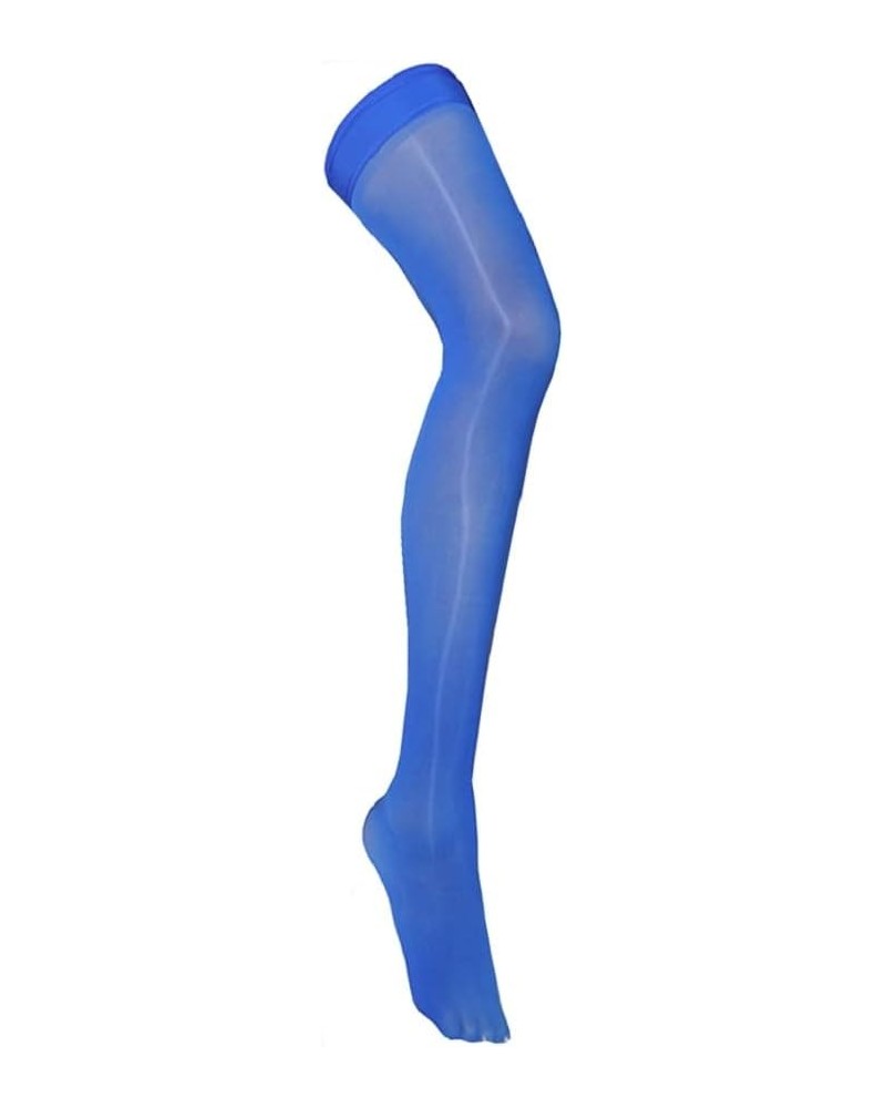 Ultra Shimmery Thigh High Stockings Shiny Sheer Tights Pantyhose 8 Denier Blue $8.99 Socks