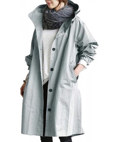 Women's Rain Jacket Autumn Winter Loose Hooded Trench Jackets Oversized Elegant Windbreaker Comfortable Coat Outwear Light Bl...