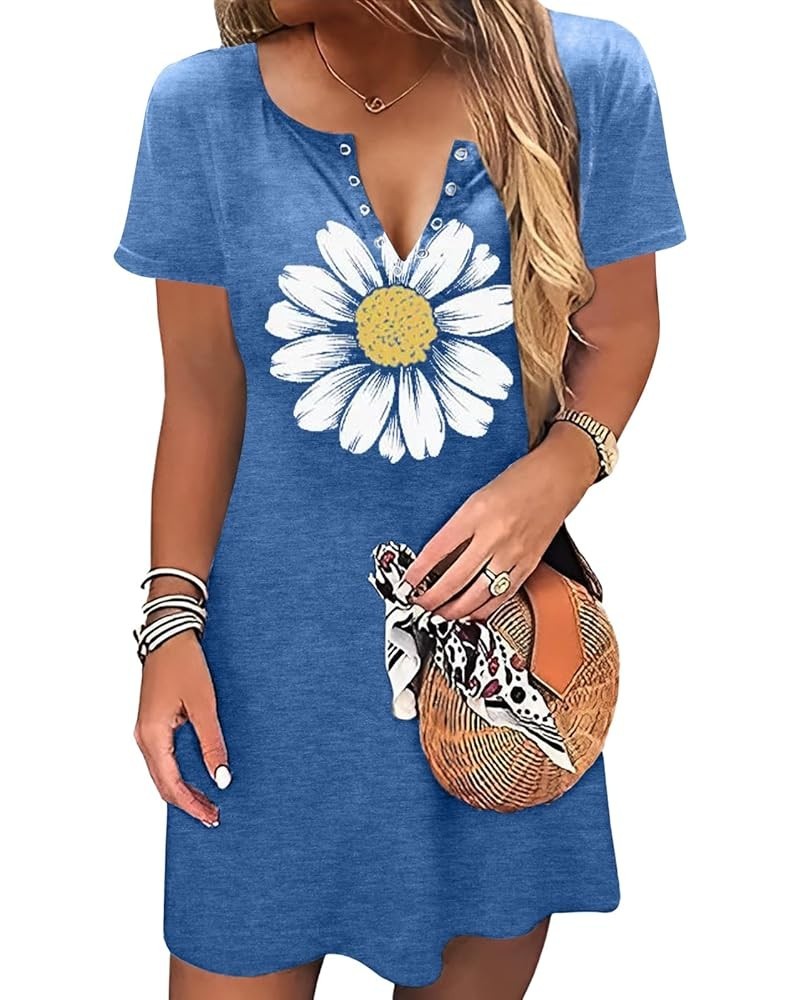 Summer Dresses for Women Beach Coconut Tree Graphic Sundresses Casual Vacation Mini Dress P 01-blue $12.76 Dresses