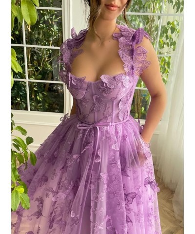 3D Butterfly Lace Appliques Prom Dresses for Women Tulle Wedding Dress Long Ball Gown Homecoming Dress Pink $46.55 Dresses