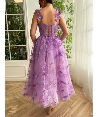 3D Butterfly Lace Appliques Prom Dresses for Women Tulle Wedding Dress Long Ball Gown Homecoming Dress Pink $46.55 Dresses