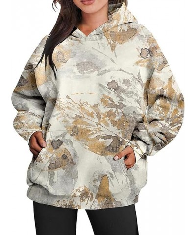 Womens Camo Hoodie Maple Leaf Print Oversized Sweatshirt Plus Size Casual Loose Crewneck Hoodies Tops with Pocket Gray $13.20...