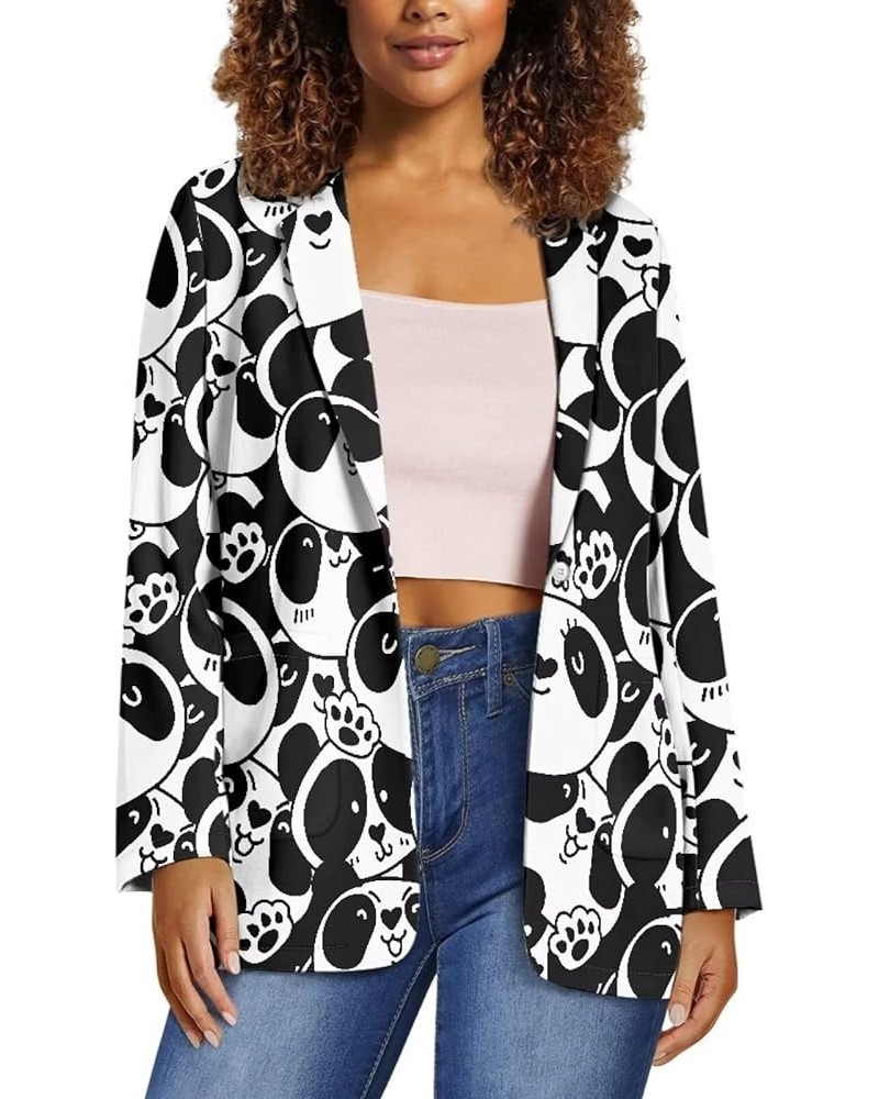 Womens Blazers for Work Lapel Open Front Long Sleeve Suit Jackets Work Blazer for Business Lady Cute Panda $18.01 Blazers