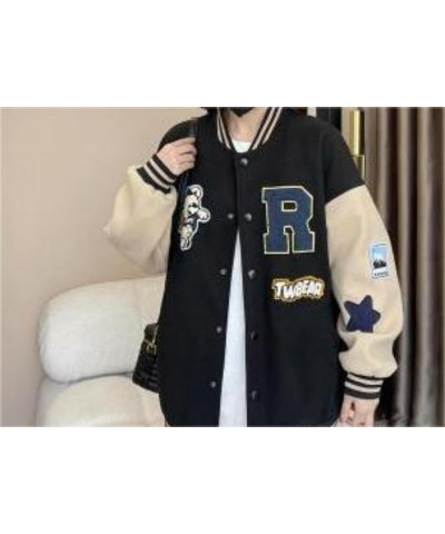 Varsity Jacket Women Crop Jacket Motorcycle Jacket Baseball Jacket Y2k Streetwear Women Bomber Jacket Women Black $19.79 Jackets