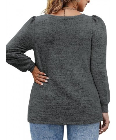 Plus-Size-Tops for Women Long Sleeve Casual Tunics Square Neck Shirts XL-5XL 2-dark Gray $15.04 Tops