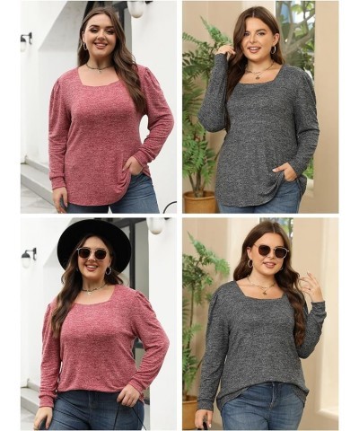 Plus-Size-Tops for Women Long Sleeve Casual Tunics Square Neck Shirts XL-5XL 2-dark Gray $15.04 Tops