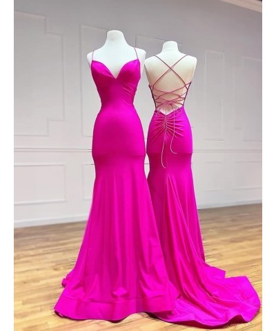 Silk Like Satin Bridesmaid Dresses for Women Wedding Guest Elastic Mermaid Prom Gowns Long Cross Back V-Neck Champagne $32.66...