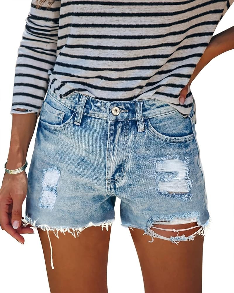 Women's Juniors Jean Shorts Frayed Raw Hem Ripped Denim Shorts for Women New Denim-10 $20.15 Shorts