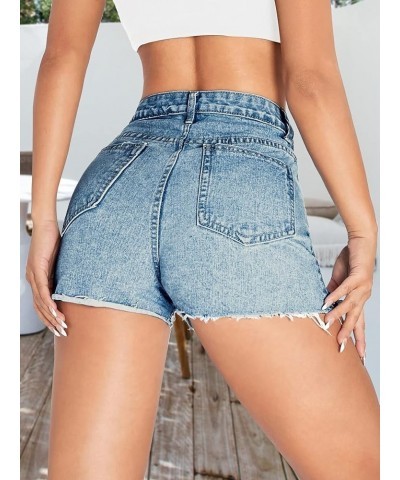 Women's Juniors Jean Shorts Frayed Raw Hem Ripped Denim Shorts for Women New Denim-10 $20.15 Shorts