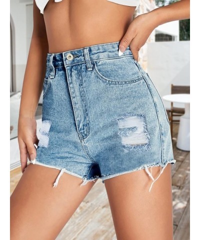 Women's Juniors Jean Shorts Frayed Raw Hem Ripped Denim Shorts for Women New Denim-10 $20.15 Shorts