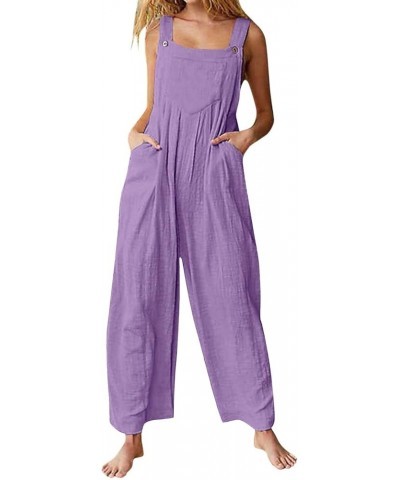 Jumpsuits for Women 2024 Dressy Loose Fit Overalls Summer Spaghetti Straps Rompers Stretchy Outfits with Pockets A7-purple $1...