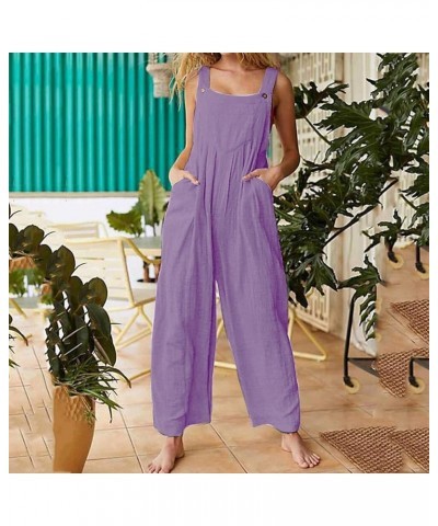 Jumpsuits for Women 2024 Dressy Loose Fit Overalls Summer Spaghetti Straps Rompers Stretchy Outfits with Pockets A7-purple $1...