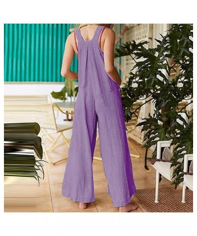 Jumpsuits for Women 2024 Dressy Loose Fit Overalls Summer Spaghetti Straps Rompers Stretchy Outfits with Pockets A7-purple $1...