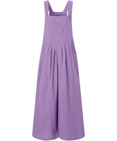 Jumpsuits for Women 2024 Dressy Loose Fit Overalls Summer Spaghetti Straps Rompers Stretchy Outfits with Pockets A7-purple $1...