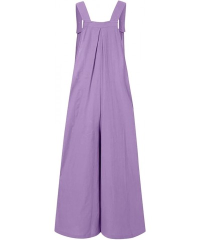 Jumpsuits for Women 2024 Dressy Loose Fit Overalls Summer Spaghetti Straps Rompers Stretchy Outfits with Pockets A7-purple $1...