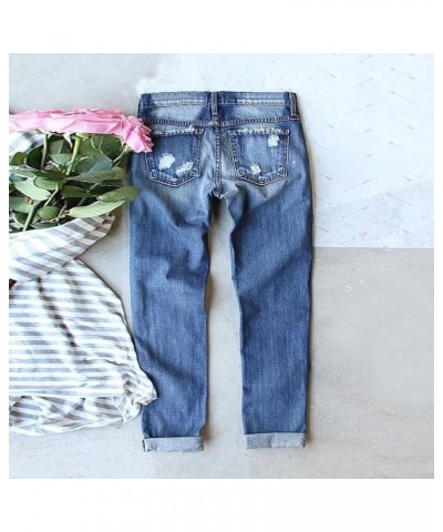 Womens Straight Leg Jeans St Patricks Day Jeans Mid Waist Denim Pant Women Ripped Jeans Stretchy Distressed Jeans Blue-5 $15....