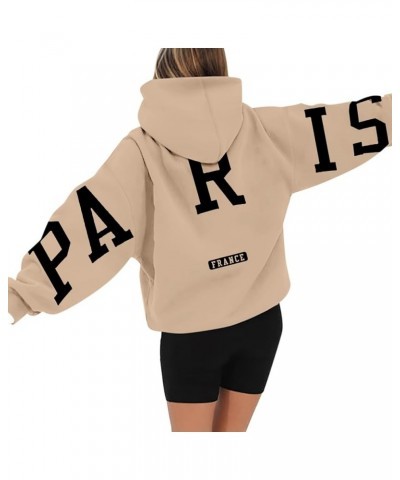 Unisex Printed Fashion Hoodie for Women Long Sleeved Pullover Sweatshirt Fall Winter Casual Loose Top with Pocket 1-khaki $8....