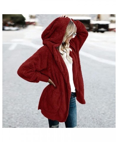 Winter Coats For Women 2023 Trendy Warm Hooded Jackets Casual Long Sleeve Outerwear Clothes 4-wine $9.37 Jackets